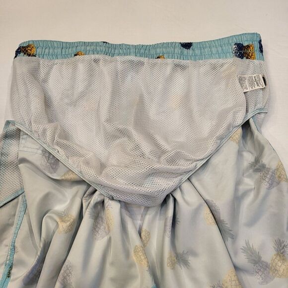 Old Navy Men's Large Swim Trunks Elastic Waist Light Blue Gold & Blue Pineapples - Picture 12 of 16